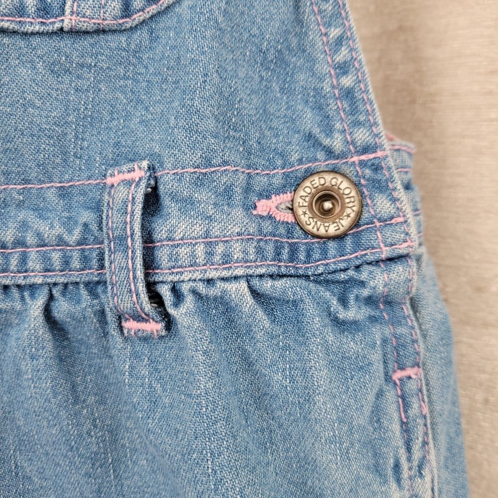 Faded Glory Vintage Y2K Denim Floral Embroidered Overall Skirt Jumper Dress - Picture 5 of 10